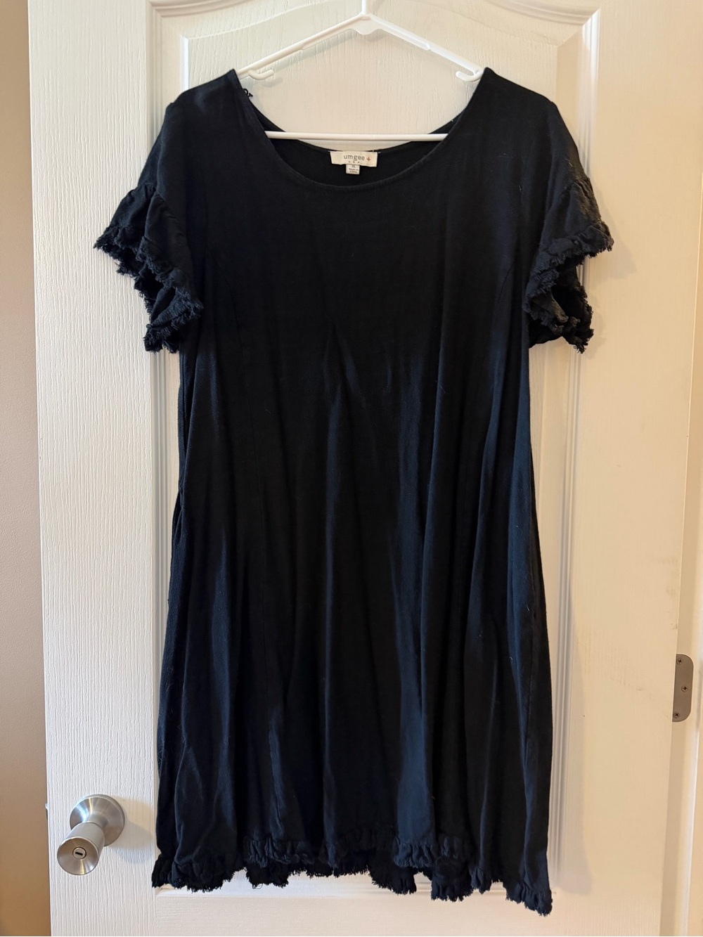 Umgee Black Ruffle Sleeve Mini Dress